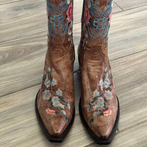 Macie Bean Womens Rose Garden Honey Bunch Leather Cowboy Boots Size 8.5W